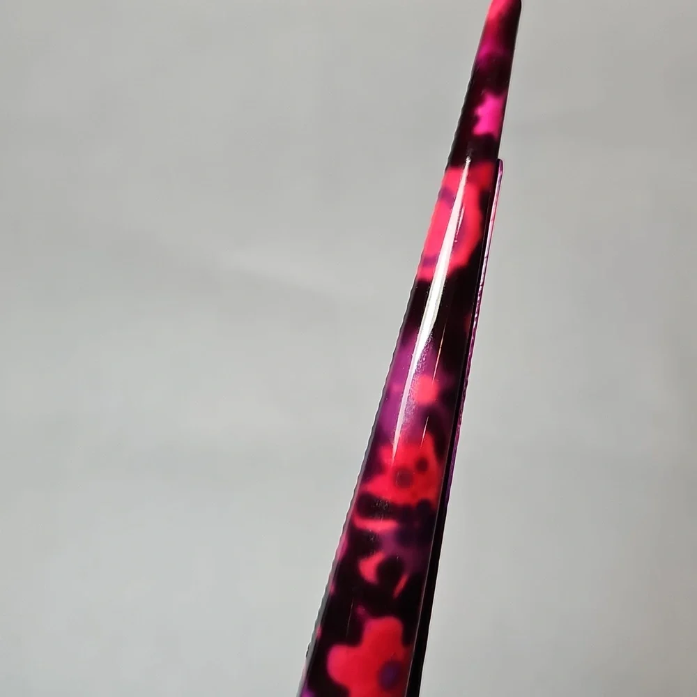 Floral Pattern Long Hair Clips - Pink & Orange - Picture 6 of 8